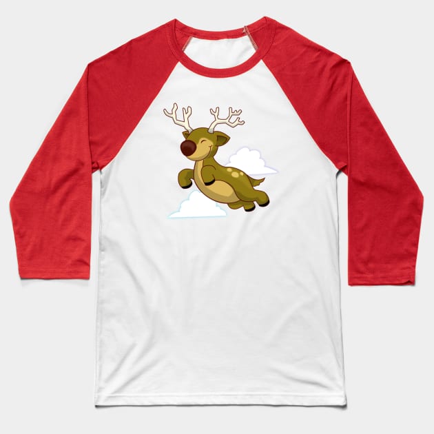 Flying Reindeer Baseball T-Shirt by Lilustrations